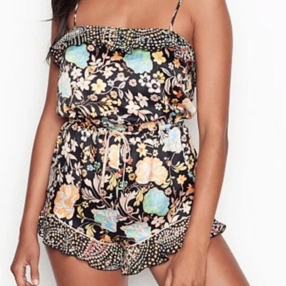 Victoria's Secret Other - Victoria’s Secret Satin Flounce Romper Size Large
